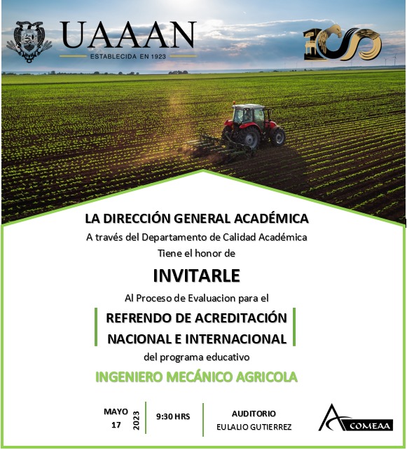 Invitación: Al Proceso de Evaluación Ing. Mecánico Agricola