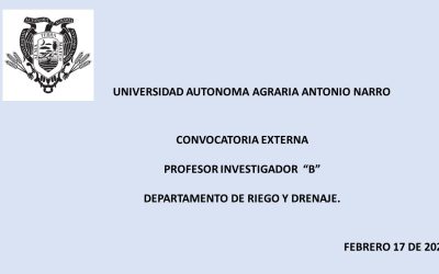 CONVOCATORIA EXTERNA. PROFESOR INVESTIGADOR «B». DEPTO. RIEGO Y DRENAJE