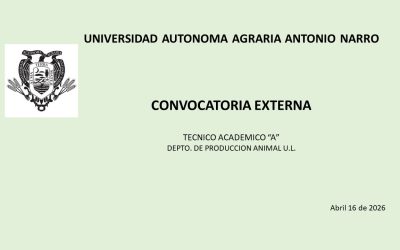 CONVOCATORIA EXTERNA. TECNICO ACADEMICO A DEPTO. PRODUCCION ANIMAL U.L.