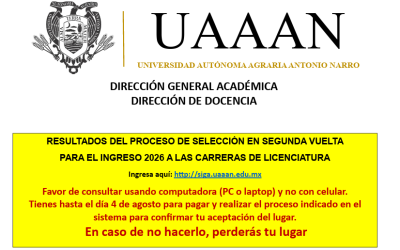 RESULTADOS DE EXAMEN DE ADMISION 2026 (SEGUNDA VUELTA)